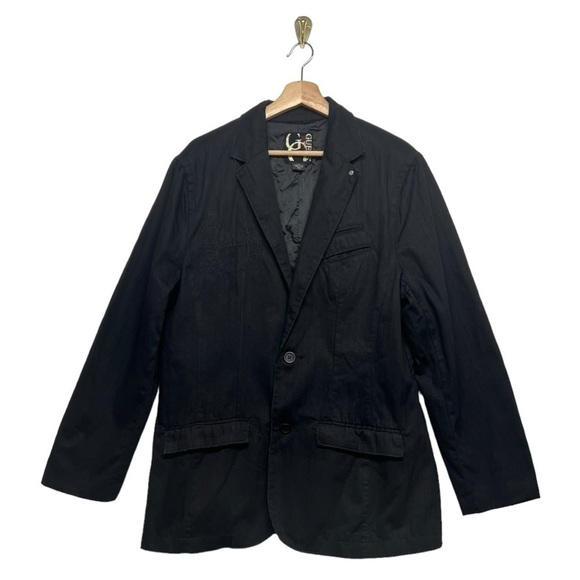 VINTAGE GUESS Sword Print Blazer Black L - Picture 4 of 8